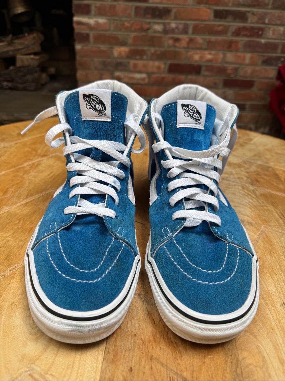 Vans Old School High-Top Suede Sneakers in Royal Blue and White